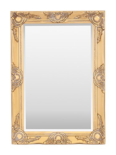 Image of Select Mirrors Haywood Wall Mirror - French Chic Style - Real Wood Frame (50cm x 70cm, Antique Gold)
