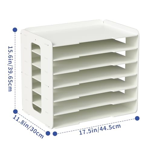 Image of 11x17 Construction Paper Organizer, PVC A3 Paper Storage Organizer for Desk 7 Tiers Scrapbook Storage Rack File Mail Sorter Document Holder Letter Tray for Office, School & Home