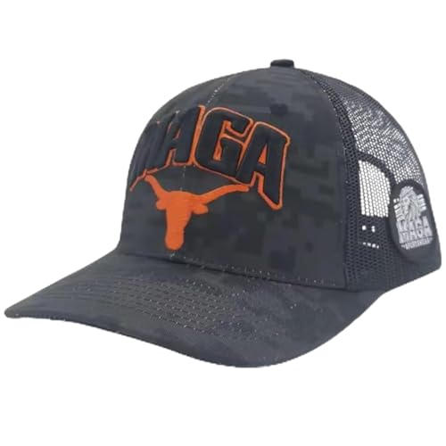 Black Camo with Black MAGA Letters and Orange Bull Horns