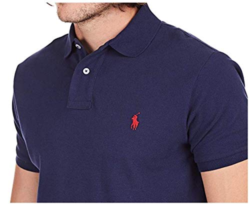 Image of POLO RALPH LAUREN Men Classic Fit Mesh Polo Shirt (Medium, Navy /Red Pony)