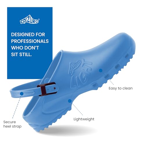 Image of CALZURO Lights Clogs - Italian Made Lightweight Work Shoes for Professionals - EVA Non Slip Clogs for Kitchen, Hospital, Garden, Restaurant - Machine Washable Side Ventilation - Men & Women