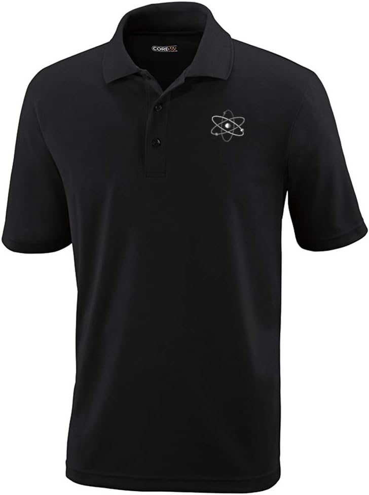 Custom Performance Golf Tees Science Atom Embroidery Polyester Short Sleeves Polo Shirts for Men Black Design Only X Large