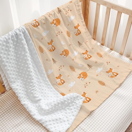 Image of SANDJEST Fox Minky Blanket 30 x 40 Inches, Gift for Christmas Birthday