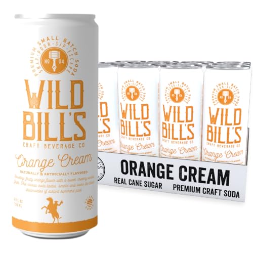 Wild Bill's Orange Cream Soda, Pure Cane Sugar, 12 Fl Oz Cans (Pack of 12)