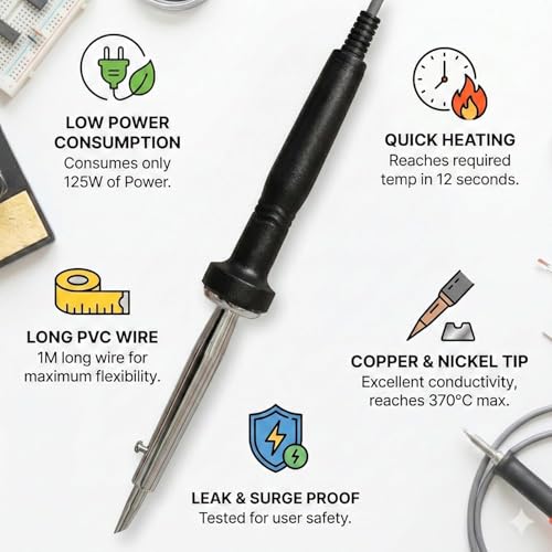 Image of 125W 220-230V Heat Pencil Tip Soldering Iron Kit with attachable element and Long PVC wire, Fast heating leak, and Surge Proof (Pack of 3)
