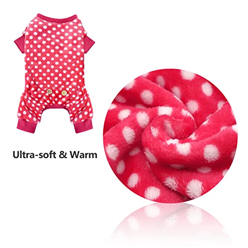 Kyeese Dog Pajamas Polka Dot Soft Material Stretchable Dog Pjs For Medium Large Dogs Onesie Soft Velvet Red #TOP3