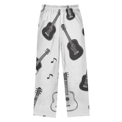 ZZXXB Guitar and Music Note Boys Long Pants Soft Trousers Elastic Waist Kids Lounge Bottoms with Pockets S-XL2