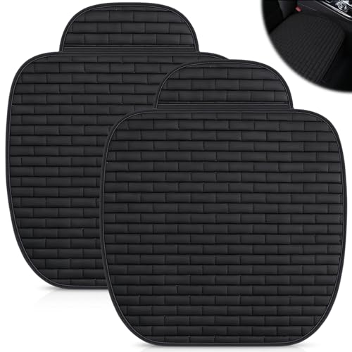 WIYETY Cuscini Sedili Anteriori Universale: 2 Pezzi Cuscino per Sedile Auto Coprisedile con Fondo Antiscivolo, Cuscino Sedile Auto Anteriore Traspiranti, Coprisedile auto in tessuto di lino, Nero