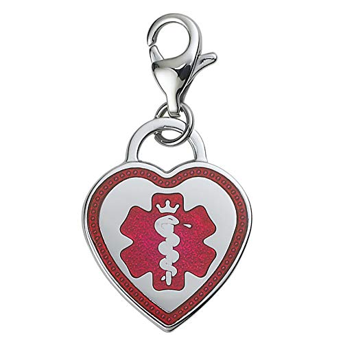 Divoti Deep Custom Laser Engraved Premier 316L Medical Alert Charm/Medical ID Charm w/Lobster Clasp