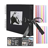 Fotoalbum zum Selbstgestalten, 25x25cm Fotoalbum zum Einkleben, Hardcover Kraftpapier Spiralalbum, Braunen Scrapbook Album mit 60 Seiten für Baby Valentinstag Geburtstag und Hochzeit