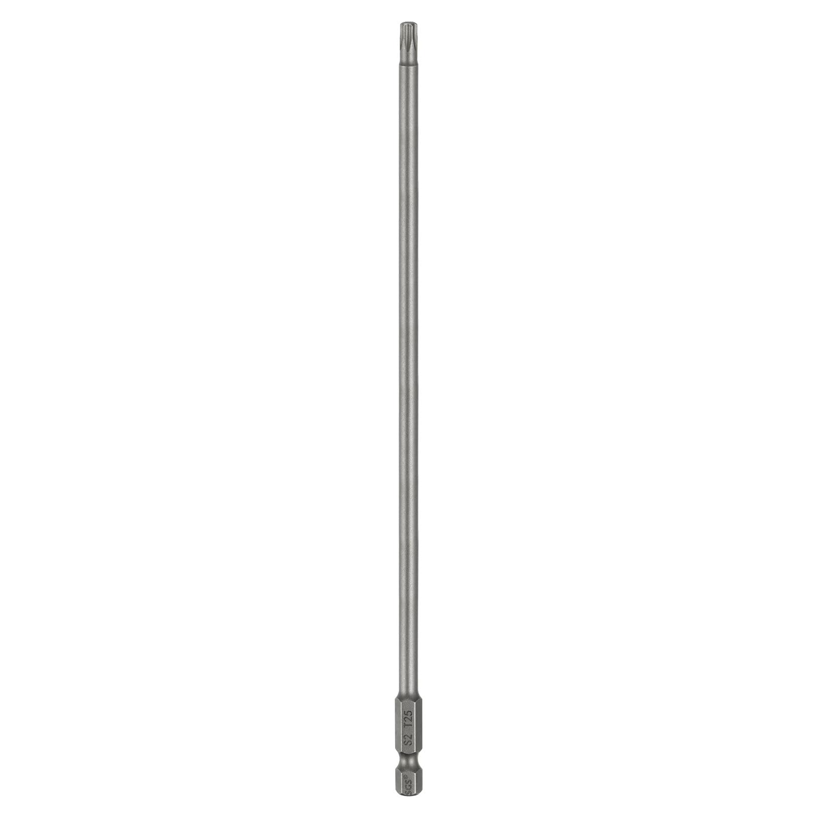 sourcing map T25 Torx Head Screwdriver Bit 1/4" Hex Shank 8" (200mm) Long Magnetic No Hole Tip Tamper Proof 6 Point Star Screw Driver Drill Bits S2 Steel Industrial Power Screwdrivers
