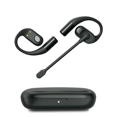 Emerson NoiseZero Open-Ear Earphones w/Charging Case, Smart AI 100dB ENC Microphone Cancelling 99.999% Noise, Max Privacy, Wireless Bluetooth Earbuds, IPX4, Gym, Work, Travel - Black