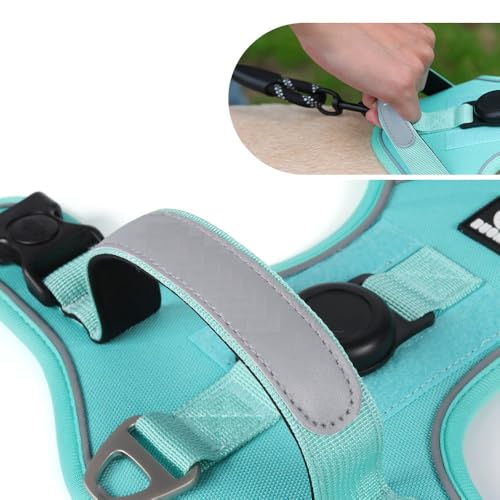 Image of No Pull Harness Working Training Easy Control Pet Vest with Handle-Dog Harnesses Reflective Adjustable with A Free Heavy Duty 5ft Dog Leash(Khaki，M)