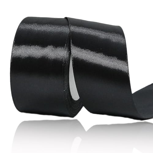 HLOMVE Black Satin Ribbon, 2 Inch x 25 Yards for Gift Wrapping