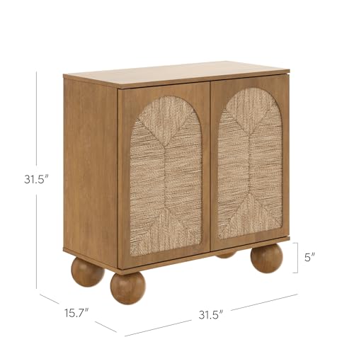 Nathan James Leah Boho Entryway Storage Cabinet or Sideboard Cabinet for Kitchen or Living Room with Ball-Style Feet, Natural Seagrass Door Fronts and Solid Wood Legs, Light Brown by Nathan James - Image 4