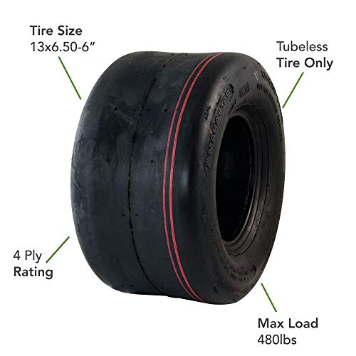 MARASTAR 20260-2pk Smooth 13x6.50-6 Replacement Lawnmower Tire Only, Black