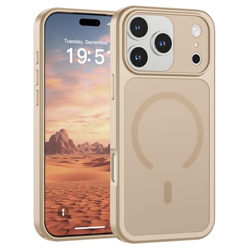 Image of SUPFINE Magnetic for iPhone 17 Pro Max Case Desert Gold | (Compatible with MagSafe)(Military Grade Drop Protection)(Camera Protection)Translucent Matte Phone Cover