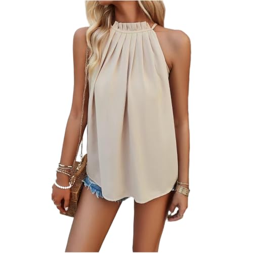 Tops pour femme sans manches vêtement été couleur unie mode fluide