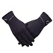 Womens Winter Gloves, Warm Soft Fleece Lined Suede Gloves, Touchscreen Texting by REDESS, Black Line