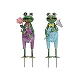 Liffy Metal Frog Garden Stake Decor Metal Frog Sculptures Outdoor 3D Frog Figurine Decorative Stakes...