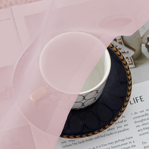 Image of OVZME Blush Pink Sheer Curtains 120 Inches Long 2 Panels - Soft Light Filtering Window Sheer Panels for Living Room /Bedroom, Top Dual Rod Pocket, 1 Pair, Each 42Wx120L Inches