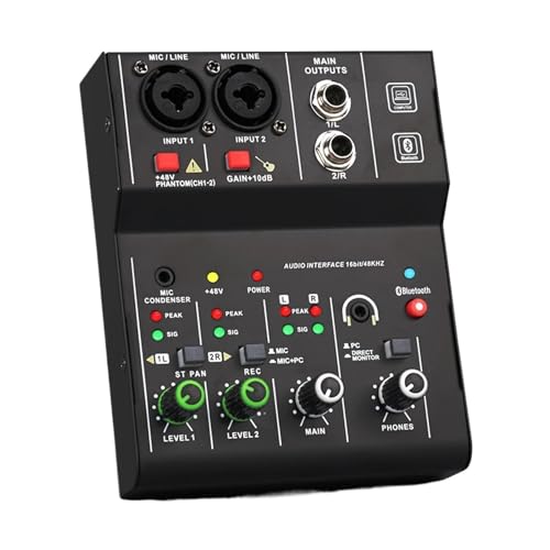 Controladora DJ, Consola de mezclas for DJ, tarjeta de sonido negra, 16 bits, 48 ​​KHz, rendimiento, diseño de bajo ruido, uso profesional en estudio.