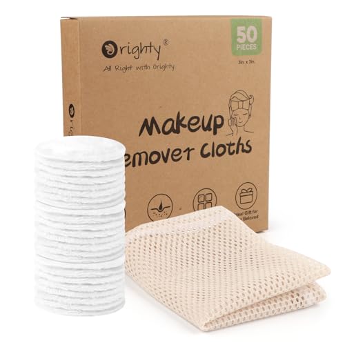 Orighty Microfiber Makeup Remover Pads 50 Pack, Eco-Friendly Makeup Remover