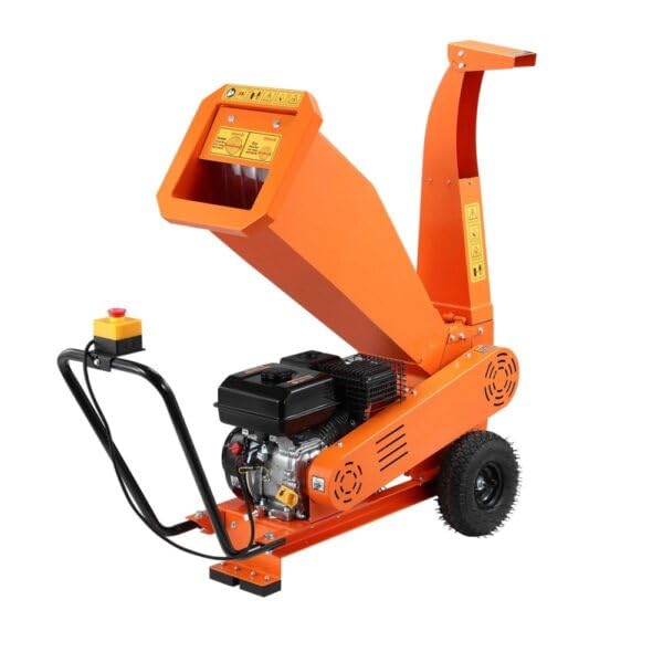 Image of 7 HP Wood Chipper Shredder | Heavy Duty Petrol Operated Garden Mulcher Machine | Tree Branch Cutter | Agricultural Waste Crusher | Farming Equipment | 2-Year Warranty & Customer Support