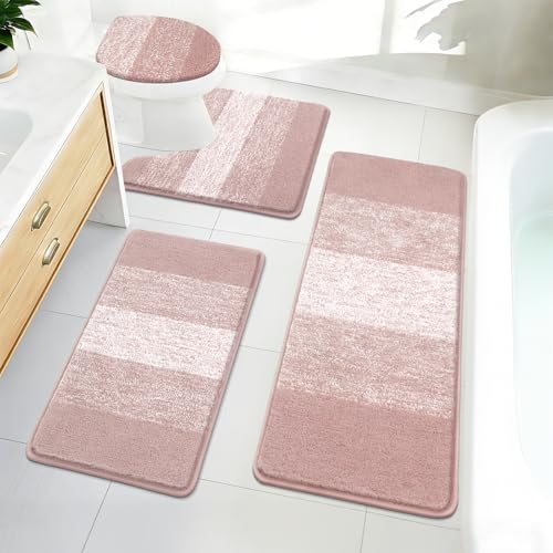 Bsmathom Bathroom Rug Set Bath Rugs Microfiber Non Slip Bathroom