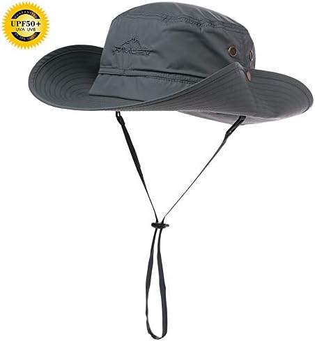 Comhats Grote zonnehoed voor heren XL - XXL, brede rand UV safari bonniehoeden voor buiten wandelen in de zomer, waterdicht en winddicht 60-66 cm, Grijs, M