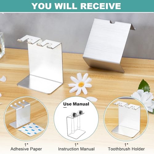 WAYASI Electric Toothbrush Head Holder, Tooth Brushing Holder, Wall Mounted Toothbrush Holders Shower Bathroom, Self Adhesive or Desktop Tooth Brush Holder Organiser (Silver, Small) by WAYASI - Used condition - Image 3