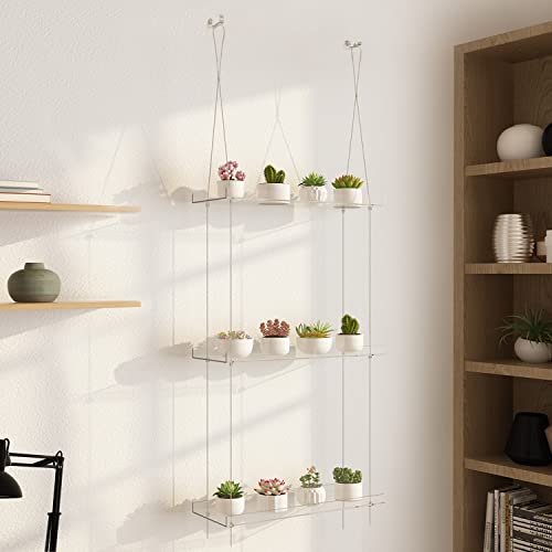 Hanging Acrylic Shelves For Windows, Clear Window Wall Plant Stand Shelf For Kitchen Window, 3 Tier Hanging Flower Display Plants Pots Holder Organizer For Succulents Herbs Grow Seedlings In Window #TOP1