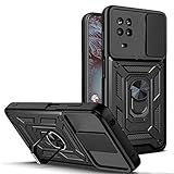 CCSmall Sturdy Case for Nokia G10/G20 with Slide Camera Window, Heavy Duty Military Grade Protection Phone Cover Built-in 360 Rotate Ring Stand for Nokia G20/G10 SJ Black