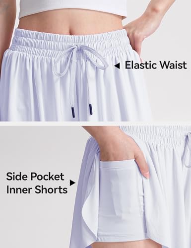 Image of KEREDA Girls Flowy Shorts,Youth /Toddler Butterfly Shorts with Spandex Liner 2-in-1 for Running,Sports,Athletic,Fitness,Tennis