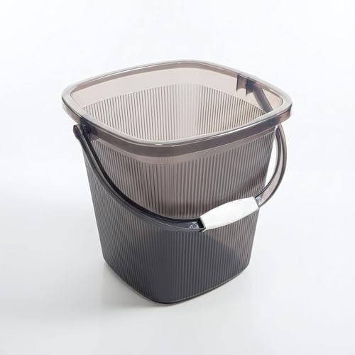 Image of Strong Plastic Bucket Mug Bathroom Set of 2 for Kitchen & Bathroom (25L Bucket,1.5L Mug) (Transparent Grey)