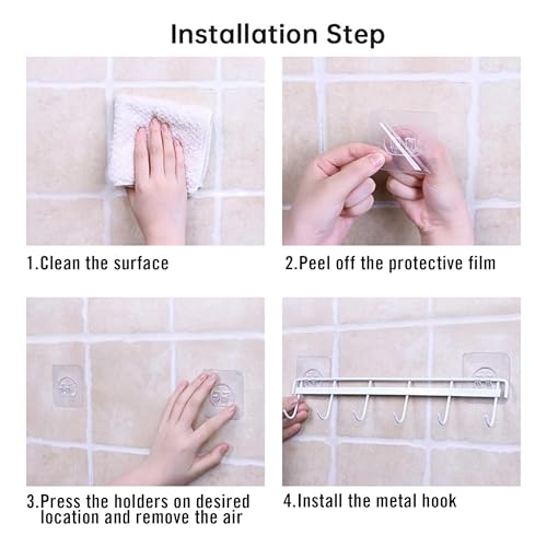 Image of Sulfar Kitchen Utensil Rack Wall Mount, Black Adhesive Kitchen Utensil Hanger No Drilling Holder Space Saving Wall Hooks for Bathroom Camper