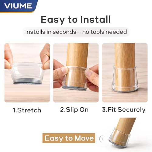 Chair Leg Floor Protectors 24PCS Furniture Sliders for Hardwood Floors, Silicone Chair Leg Protectors for Protecting Floors from Scratches and Noise, Clear-Universal Large image 4