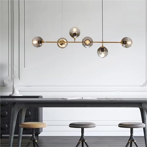 Suspension nordique en verre gris et long lustre moderne pour le design de table de salle à manger