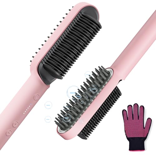 ISTORAGE Hair Straightener Brush, Ring Ionic Hair Straightener Comb Ceramic