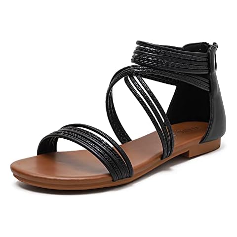 Dernolsea Women's Gladiator Sandals with Zip Back Cover