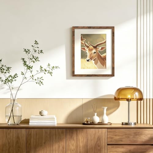 Image of Picrit 14x17 Rustic Brown Picture Frame, Poster Frame for Wall, 3 Pack