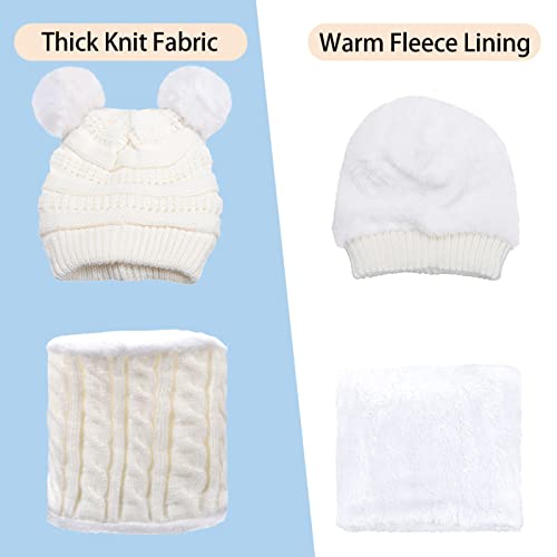 Kids Winter Pom Pom Hats Gloves Scarf Set for Girls Boys Toddler Knitted Fleece Lined 3Pcs Sets for 1-10 Years Old4