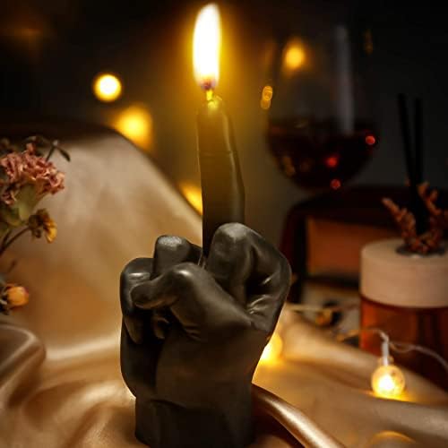 Funtery Hand Gesture Candle Novelty Candle Modern Decoration Unscented(Black)
