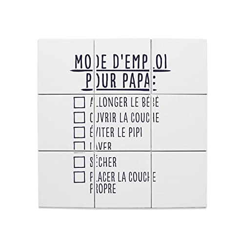 Carreaux céramique décoratifs 20 x 20 cm fresque murale humour papa couche
