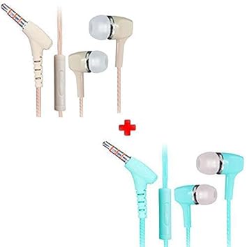 DJ Mix Stereo Earphone (Pack of 2) 3.5mm Pin Compatible with All Mobile Phones Tablets Laptops Computers MP3 Players & Gaming Consoles EZ472