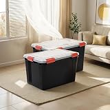Iris Ohyama, Boite Rangement Hermétique, 70L, Lot de 2, Noir, Couvercle avec Joint Etanche, 6 Clips de Fermeture, Empilable, pour Exterieur, Garage, Vetement, Anti Poussiere, Sans BPA, AT-LD - 6