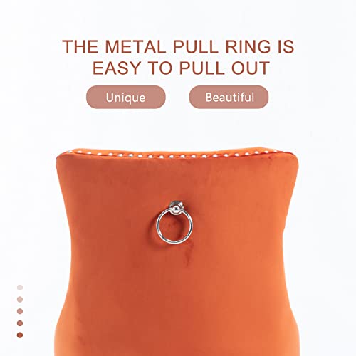 Virabit Velvet Counter Height Bar Stools Set Of 4, 27" Padded Bar Stool With Button And Nailhead Decoration, Bar Stool With Back And Wooden Legs(Orange) #TOP4