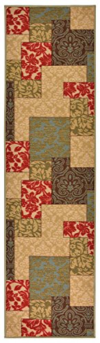 Patcwork Design Green Runner Rug, Slip Resistant Rubber Back Floral Geometric 2X7 Hallway Rug Runners #TOP1