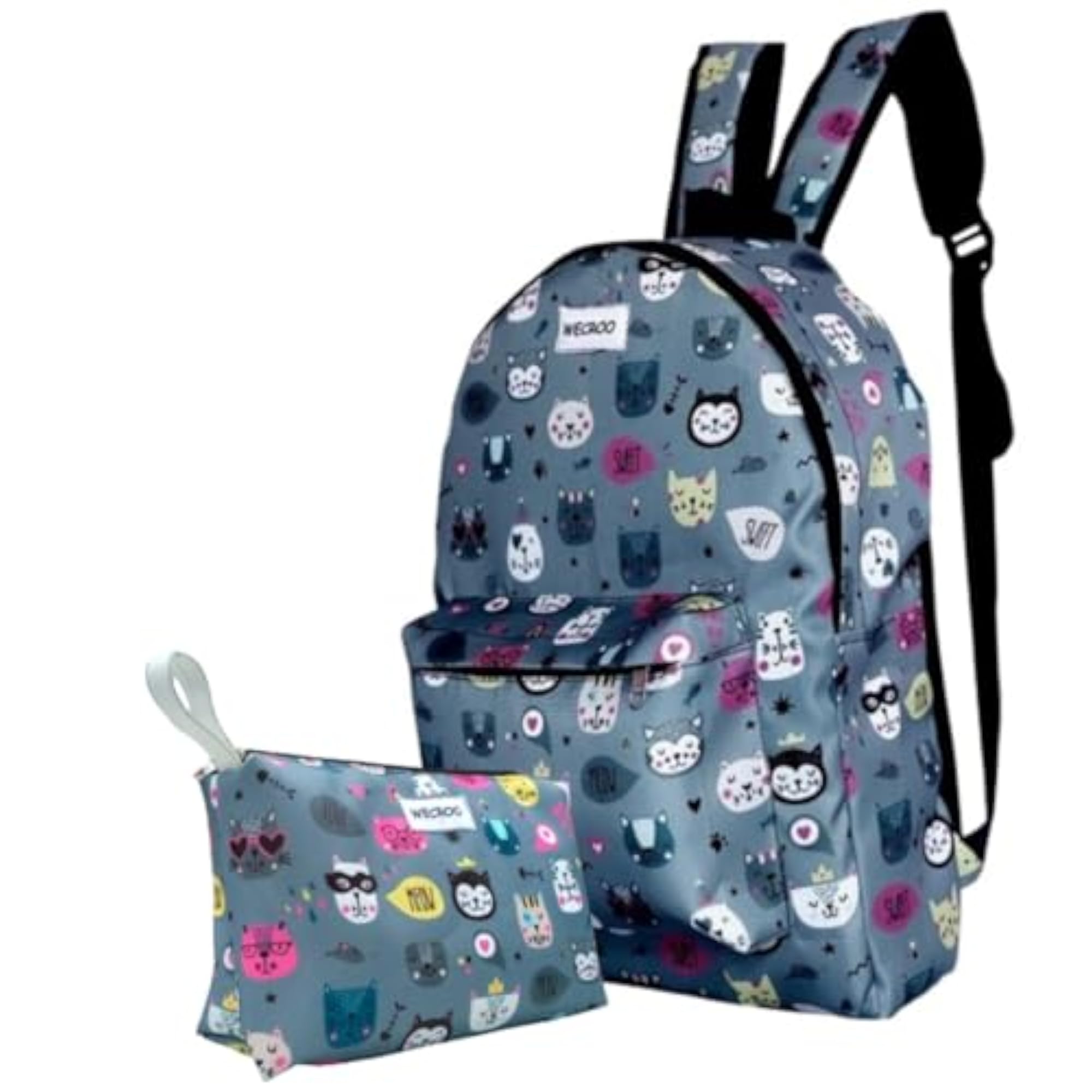 Printed Backpack with Matching Small Pouch, Set of 2