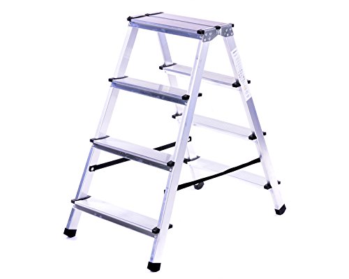 ALULEITER KLAPPLEITER 2x4 STUFEN STEHLEITER HAUSHALTSLEITER ZWEISEITIG Cover